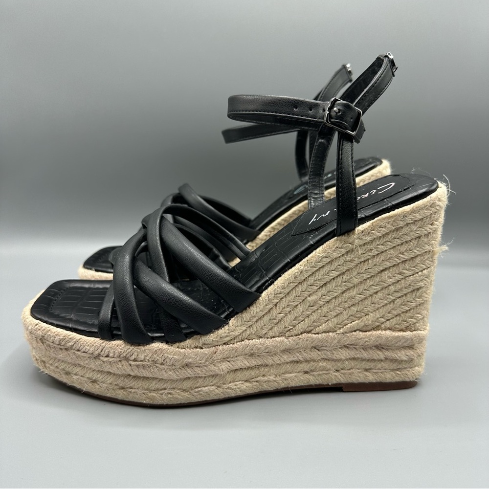 Circus by Sam Edelman Woven Strap Wedge Sandals Women’s Size 9.5 Black